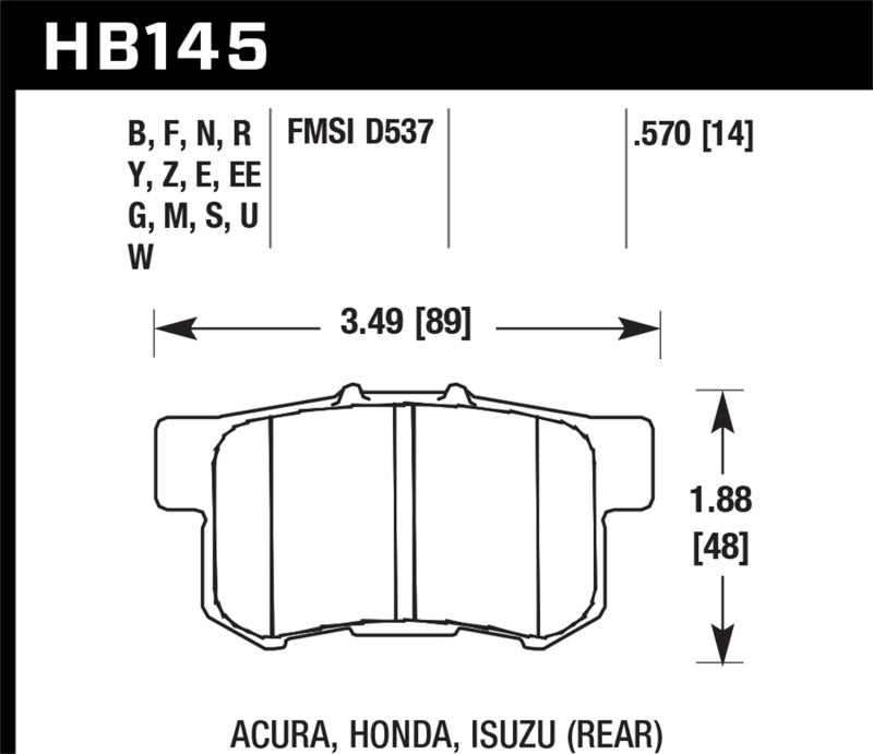 Hawk Performance DTC-70 Race Rear brake pads - Honda S2000