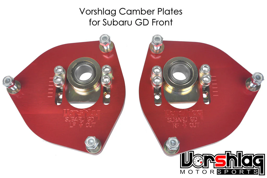 Vorshlag Subaru GD High Caster Camber Plates & Perches, Front